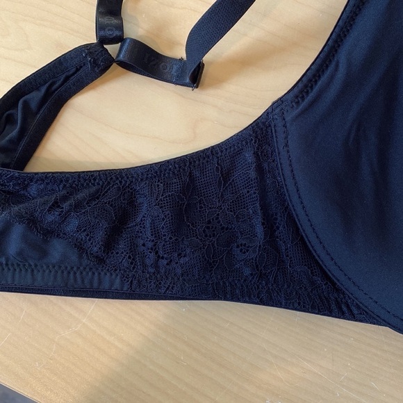 IZOD women's size 42D black underwire padded front closure lace bra Racerback - Picture 7 of 7